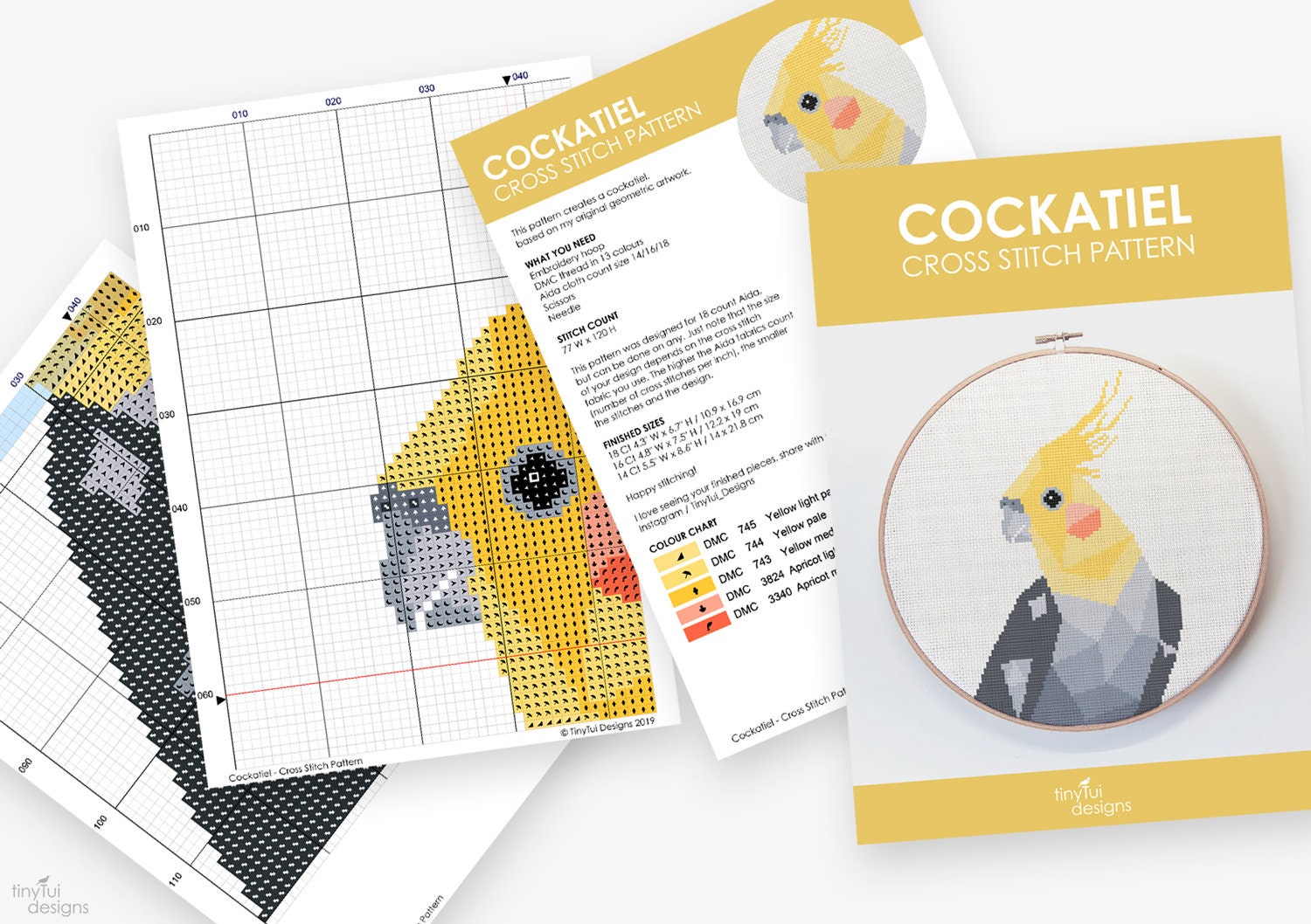 Cockatiel cross stitch kit