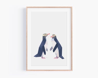 Yellow-eyed Penguin Art Print: New Zealand Bird Illustration