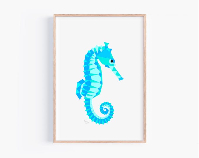 Seahorse Print, Minimalist Ocean Wall Art, Coastal Decor, Sea Life Artwork, Marine Animal Gift, Ocean Lover Gift, Beach House Decor