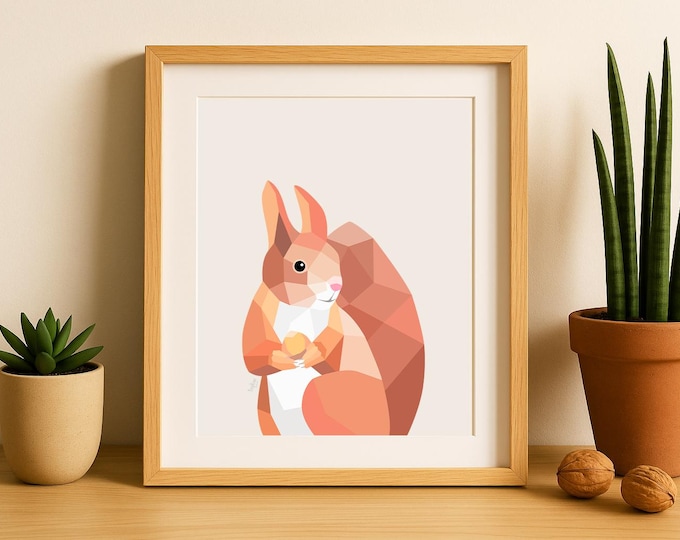 Squirrel print, Nursery squirrel, Squirrel art, Nursery prints, Nursery print set, Woodland nursery art, Red squirrel print, Nature print