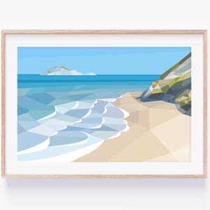 Bare Island, Waimarama, Nuova Zelanda Arte sulla spiaggia / Paesaggio neozelandese / Arte neozelandese / Spiaggia di Kiwi / Paesaggio astratto / Paesaggio neozelandese