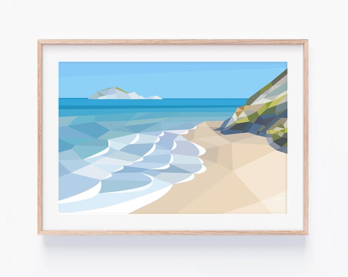 Bare Island, Waimarama, New Zealand Beach Art  | New Zealand Landscape | New Zealand Art | Kiwi Beach | Abstract Landscape | NZ Scenery