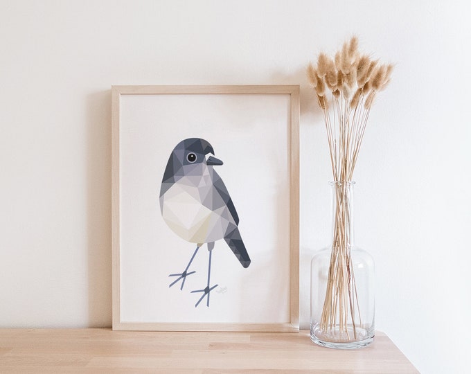 Robin Print, New Zealand Robin, New Zealand Birds, Bird Art, Robin Art, Kiwi Home, Kiwi Birds, Kiwiana Gift, New Zealand Home, Geometric Art