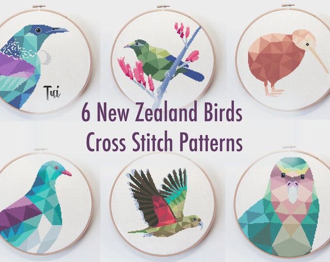6x New Zealand Cross stitch patterns, Discount price, Cross stitch set, New Zealand cross stitch, PDF cross stitch patterns, Geometric