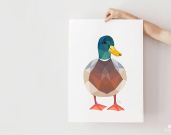 Duck illustration - Downloadable PDF, Duck print, Duck art, Mallard duck art, Bird art, Mallard art print, Original artwork, Cute