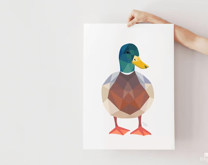 Duck illustration - Downloadable PDF, Duck print, Duck art, Mallard duck art, Bird art, Mallard art print, Original artwork, Cute