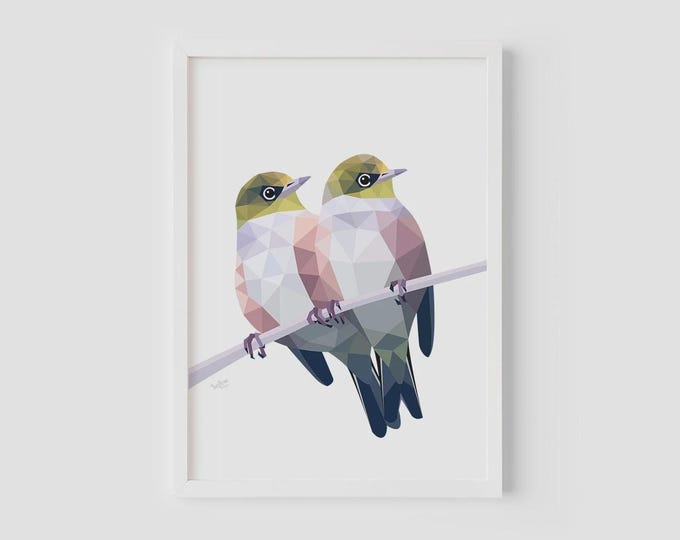 Silvereye pair Quilt Pattern PDF – Geometric Bird Fabric Art, Modern Animal Sewing