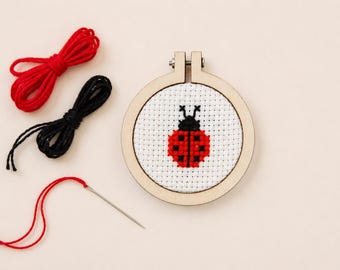 Ladybird Cross Stitch Pattern (Ladybug): Beginner Winter Design (PDF Pattern)