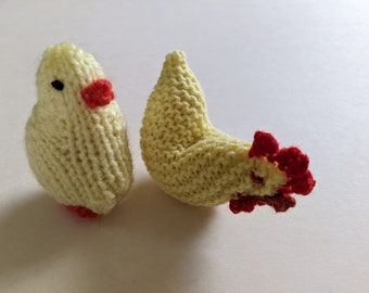 Knitted chickens - Spring decor - Chicken toy - Baby chickens - Knitted animals - Waldorf toys - Soft toys, Baby toys, Knitted farm animals