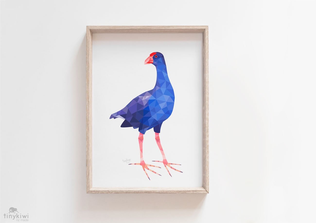 Pukeko art, Pukeko print, Pukeko illustration, New Zealand Pukeko, Kiwi