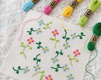 Spring Blooms Cross Stitch Pattern: Beginner Design (PDF Pattern)