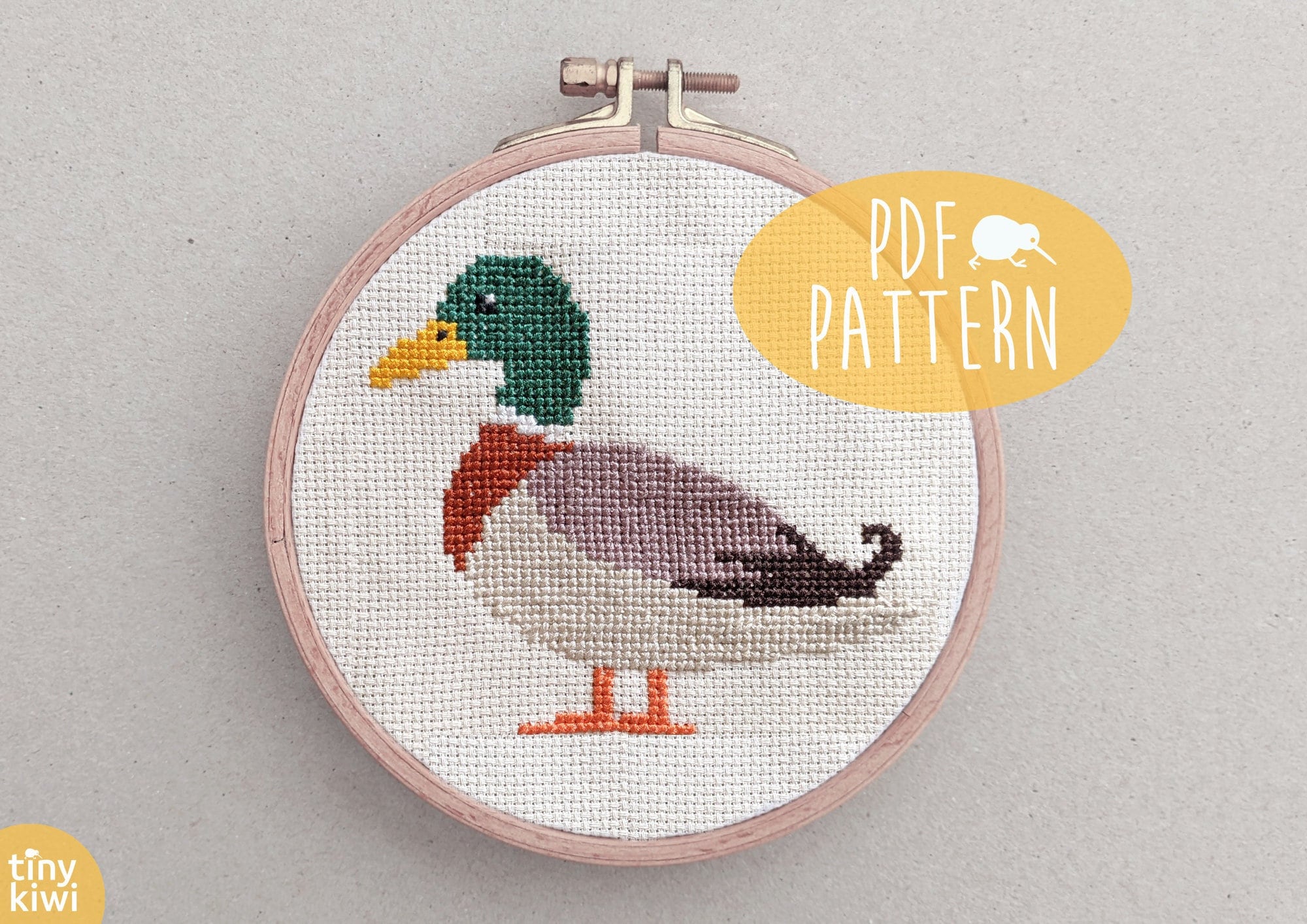 Duck cross stitch, Mallard duck cross stitch, Instant cross stitch pattern,  Easy cross stitch, Beginner cross stitch, Quick cross stitch