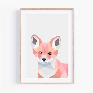 Baby Fox Geometric Art Print: Nursery Animal Illustration