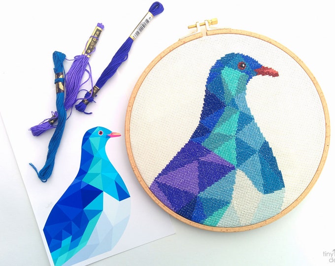 Kereru cross stitch, Cross stitch pattern, New Zealand cross stitch, Cross stitch PDF, Kiwi art, Modern cross stitch, Kiwiana art, Kereru