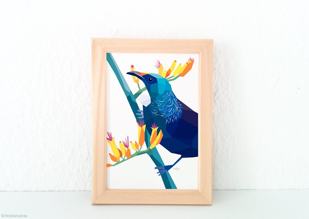 Tui print Tui wall art Native New Zealand birds New Zealand Etsy