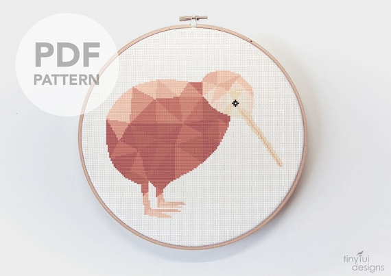 Kiwi Cross Stitch Pattern: Geometric New Zealand Bird (PDF Pattern)