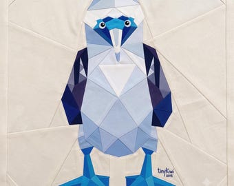 Blue-Footed Booby Quilt Pattern PDF – Geometric Bird Fabric Art, Modern Animal Sewing