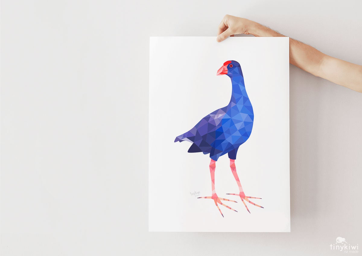 Pukeko art, Pukeko print, Pukeko illustration, New Zealand Pukeko, Kiwi
