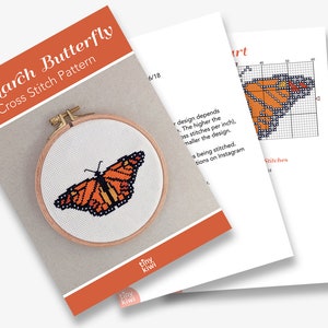 Butterfly cross stitch pattern, Monarch Butterfly cross stitch pdf, Instant cross stitch pattern, Easy cross stitch, Beginner cross stitch image 3