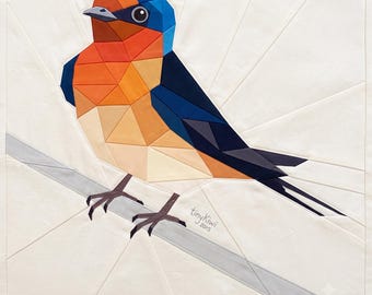 Swallow Quilt Pattern PDF – Geometric Bird Fabric Art, Modern Animal Sewing