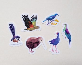 New Zealand stickers, Kiwi sticker set, Kiwi bird stickers, New Zealand bird stickers, Kea stickers, Kiwiana stickers, Kiwi gift, Sitckers