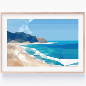 Ocean beach, Hawkes Bay, New Zealand Geometric minimal print | Minimal landscape | NZ Landscape | New Zealand Artist | Beach Art | Bach art