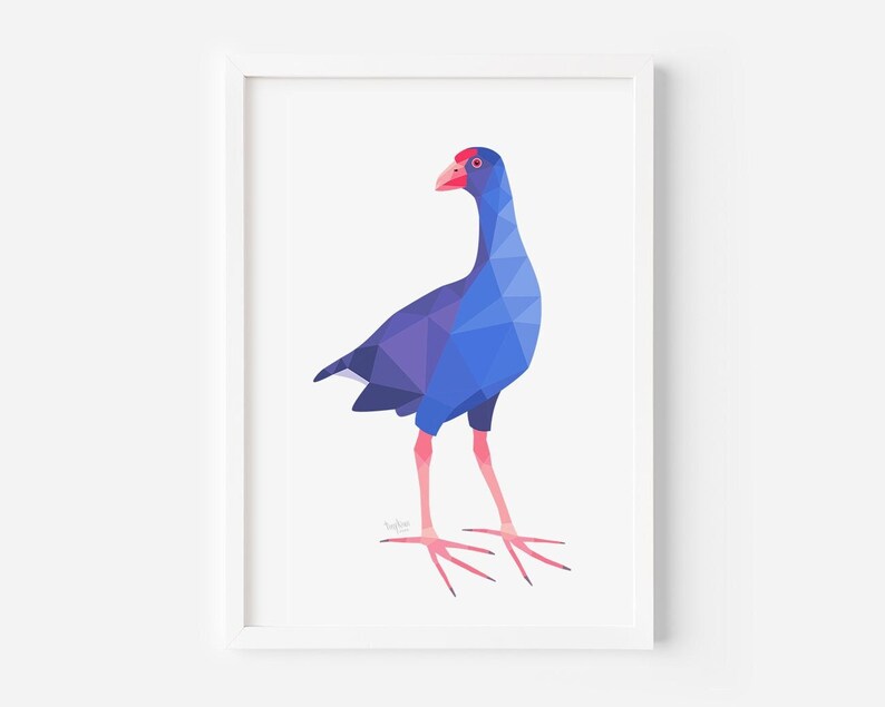 Pukeko Print Pukeko Art Pukeko Illustration New Zealand Pukeko Kiwi Art New Zealand Decor New Zealand Artist Pukeko Painting image 1