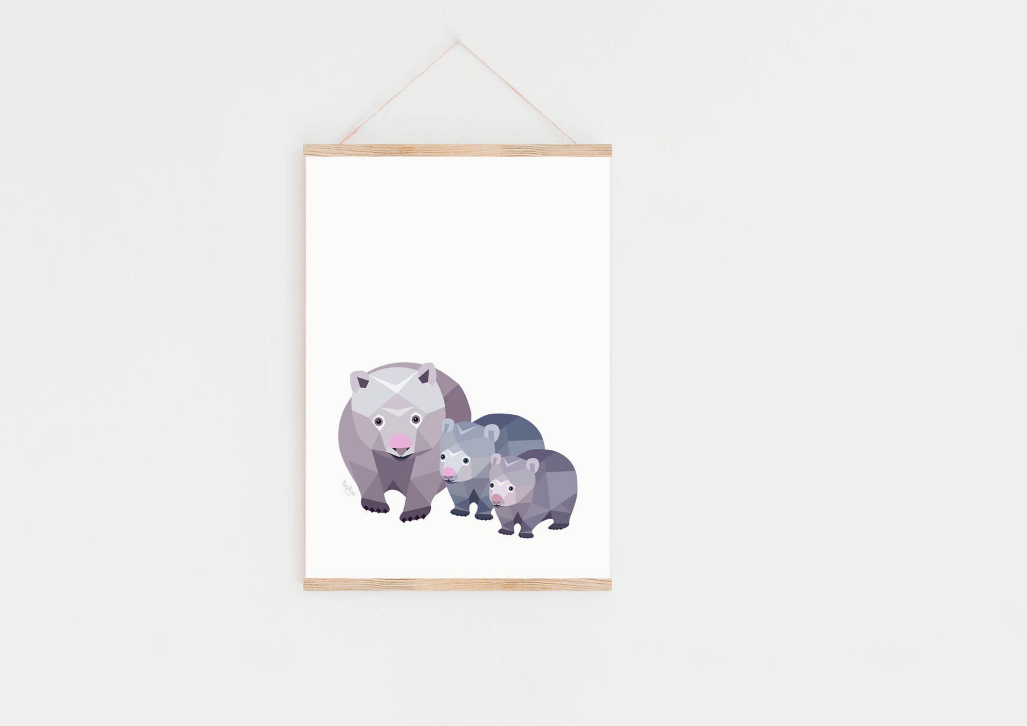 Wombat nursery art, Wombat baby print, Australian animal, Mother and