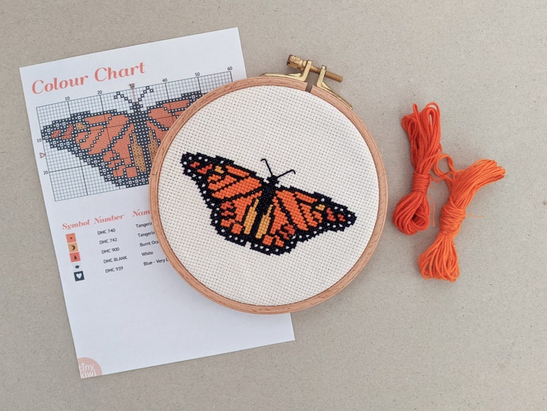 Butterfly cross stitch pattern, Monarch Butterfly cross stitch pdf, Instant cross stitch pattern, Easy cross stitch, Beginner cross stitch image 2