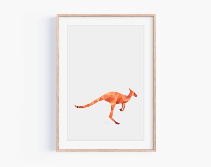 Kangaroo Illustration | Kangaroo Print | Australian Kangaroo | Geometric Kangaroo | Australia Art | Australia Gift | minimalist art | Aussie