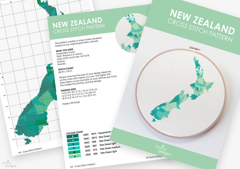 Cross Stitch Pattern New Zealand Map Cross Stitch Map Cross Etsy