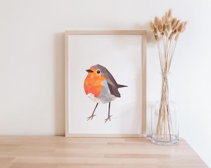 Original Robin Print - New Zealand Robin - New Zealand Birds - Bird Art - Robin Art - Kiwi Home, Kiwi Birds, New Zealand Home, Geometric Art