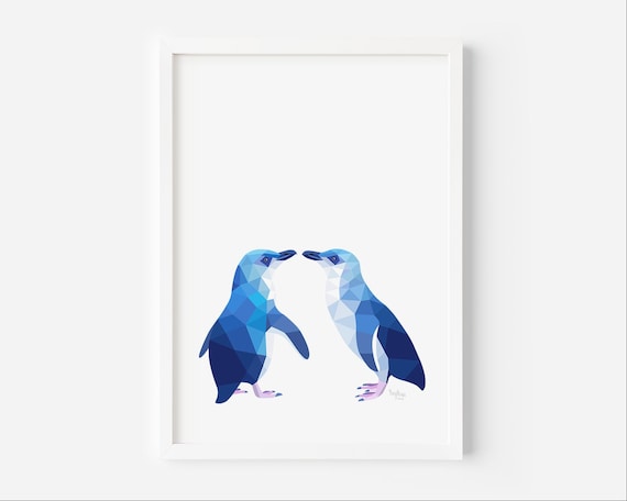 テネシー野郎2 原画penguin art2 MOTHER'S DAY, Original Watercolor Penguin With Baby, Signed