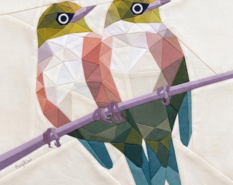 Silvereye pair Quilt Pattern PDF – Geometric Bird Fabric Art, Modern Animal Sewing