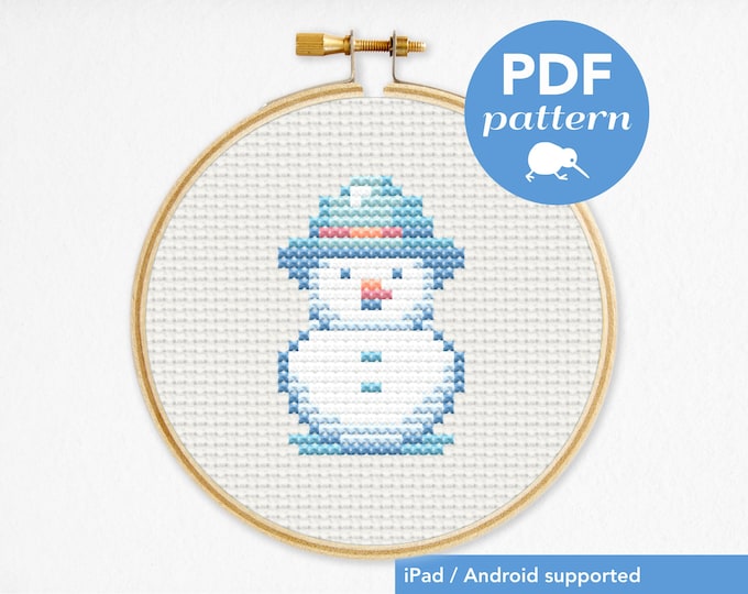 Snowman cross stitch pattern, Beginner friendly cross stitch pattern, simple & easy, Winter pdf pattern, Instant cross stitch pattern