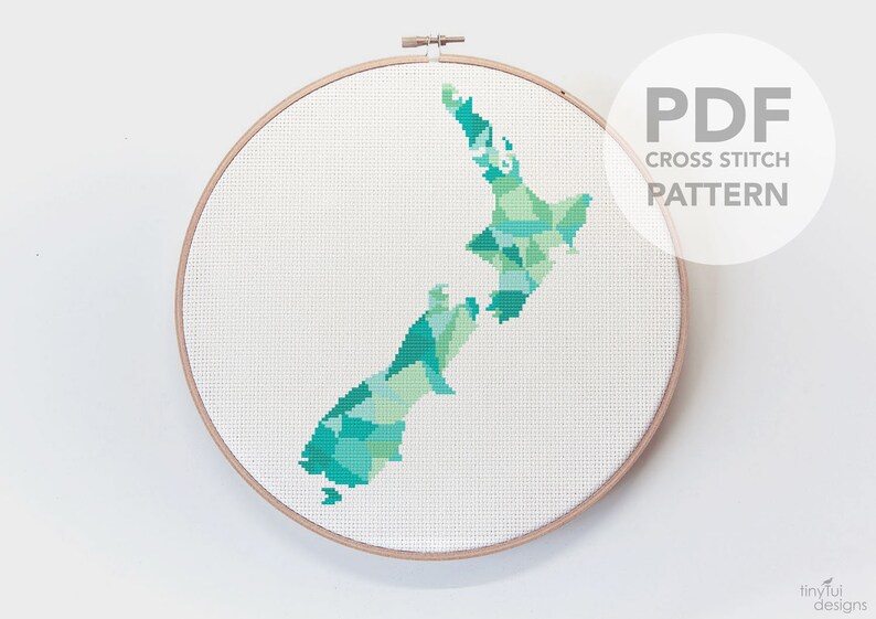 Cross Stitch Pattern New Zealand Map Cross Stitch Map Cross Etsy