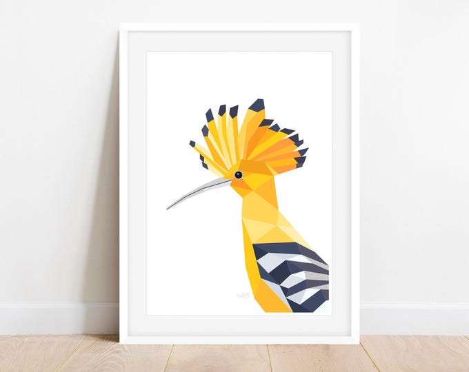 Eurasian Hoopoe Print | Hudhud Eurasia, Hoopoe Wall Art, Minimalist Hoopoe Art, Geometric Minimal Art, Minimalistic Room Decor, Mom Gift