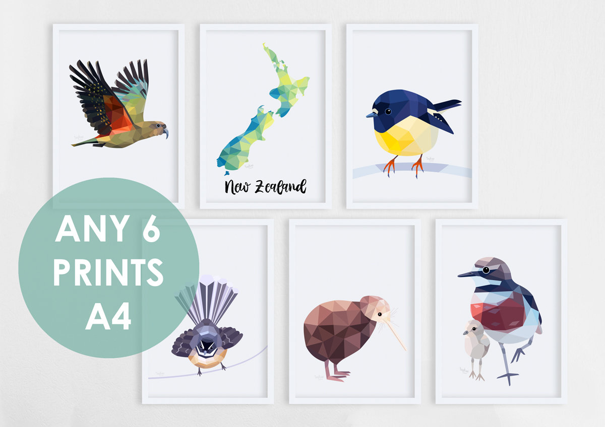 Set of 6, Pick your own, Print set, New Zealand prints, New Zealand art