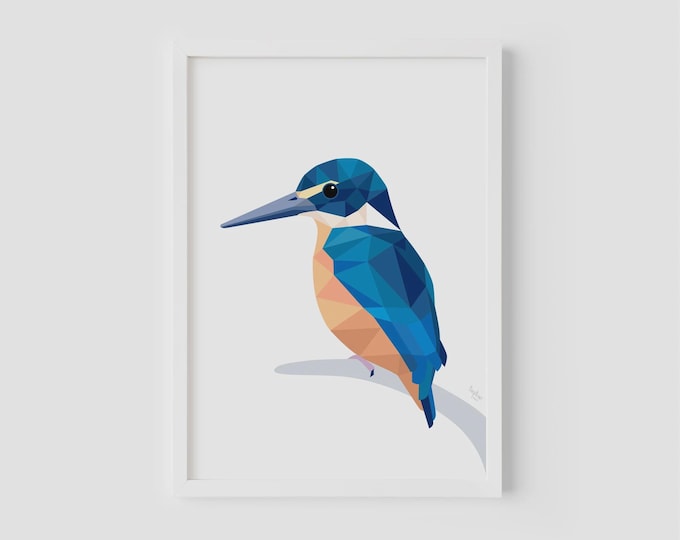 Kingfisher Quilt Pattern PDF – Geometric Bird Fabric Art, Modern Animal Sewing