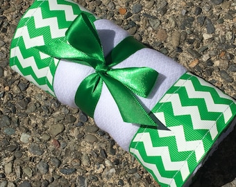 Burp Cloth / Changing Pad: Green Chevrons, Personalization Available