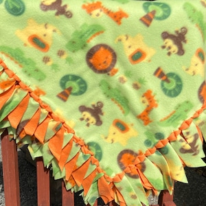 Fleece Blanket - Safari Animals with Woven Edge