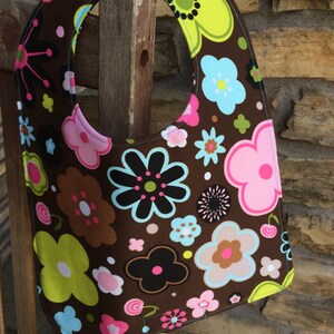 TODDLER Bib: Flowers on Brown, Personalization Available image 1