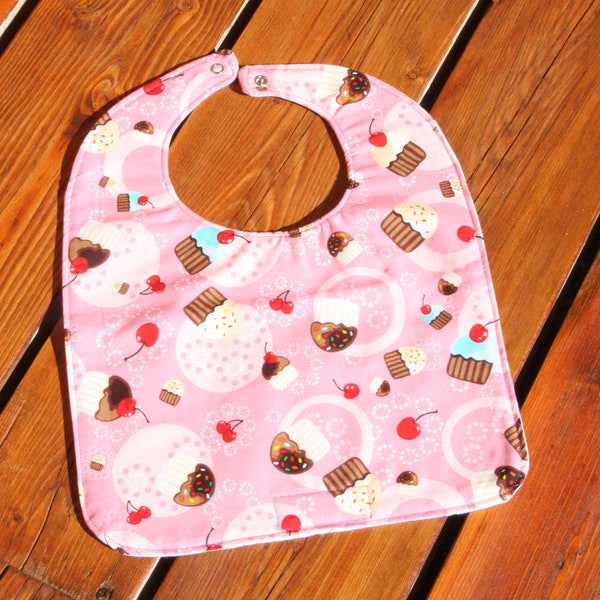 NEWBORN / INFANT Bib: Cupcakes & Cherries, Personalization Available