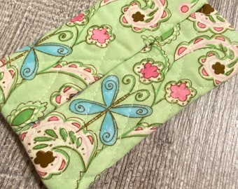 Porta fazzoletti - Farfalle e fiori su verde chiaro