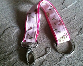 Fabric Key Chain - Winter Wonders on Pink with Swivel Clasp