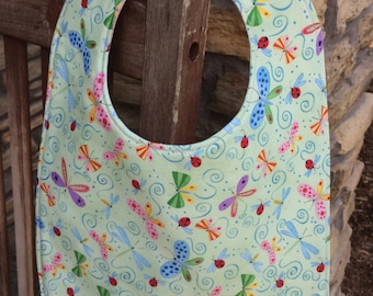 TODDLER or NEWBORN Bib: Butterflies on Green, Personalization Available