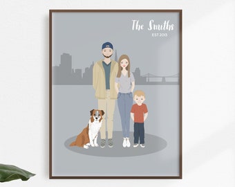 Custom Family Portrait Illustration From Photos - Anniversary Gift, Birthday Gift for Her, Realtor Closing Gift, Personalized gifts