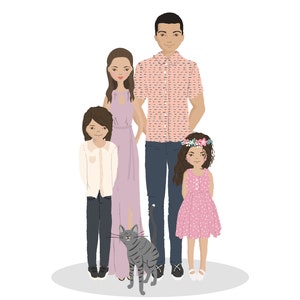 Custom Family Portrait Illustration From Photos Anniversary Gift, Birthday Gift for Her, Realtor Closing Gift, Personalized gifts image 5