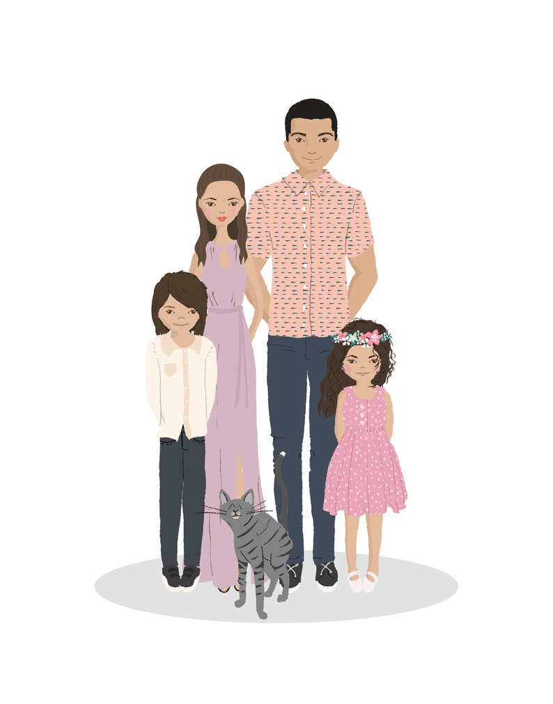 Custom Family Portrait Illustration From Photos Anniversary Gift, Birthday Gift for Her, Realtor Closing Gift, Personalized gifts image 5