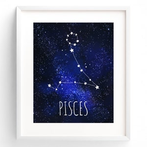 Pisces Art Print Astrology Wall Art Galaxy Print Horoscope Birthday ...